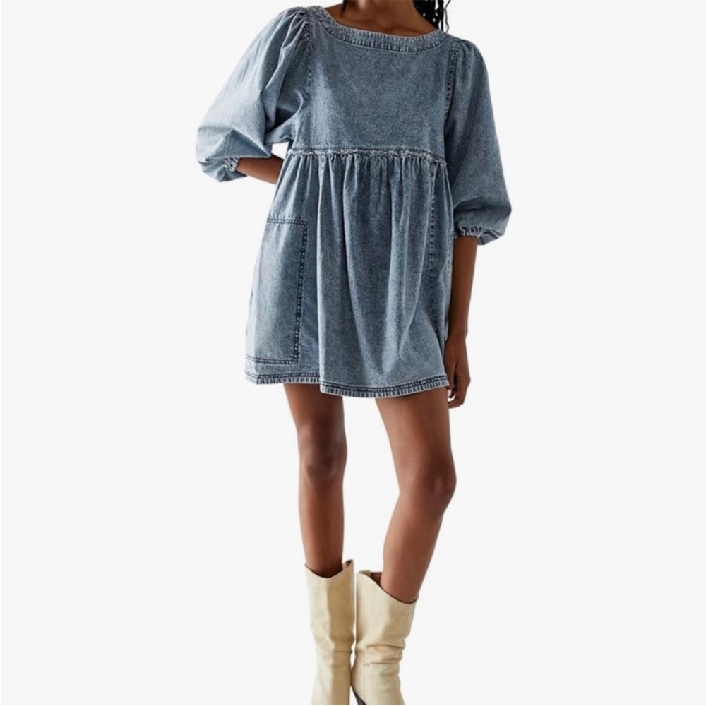 Free People Blue Denim Mini Dress